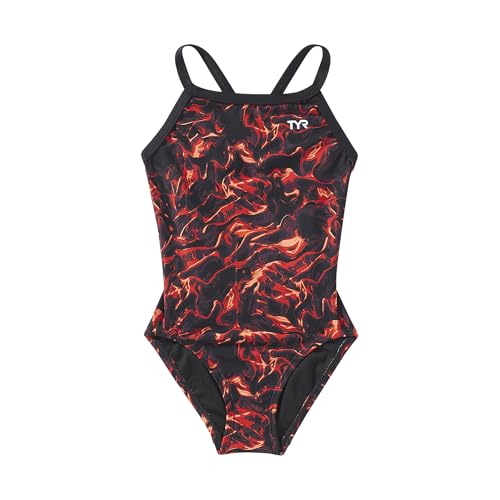 TYR Damen Durafast Elite Diamondfit Swimsuit Badeanzug, Rot/Synapse, 40 von TYR