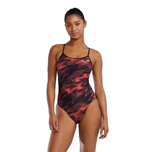 TYR Damen Durafast Elite Trinityfit Swimsuit Badeanzug, Rot/Soren, 34 von TYR