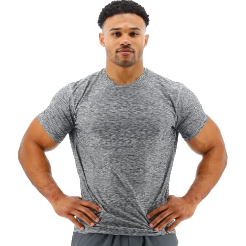 TYR Herren Airtec Kurzarm Athletic Performance Workout T-Shirt, Meliert, Grau, Medium von TYR