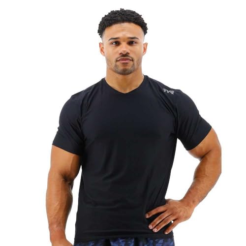 TYR Herren Airtec Kurzarm Athletic Performance Workout T-Shirt, Schwarz, Large von TYR