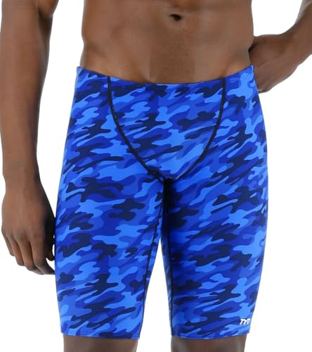 TYR Herren Durafast Elite Athletic Jammer Badeanzug Badehose, blau Camouflage, 38 von TYR