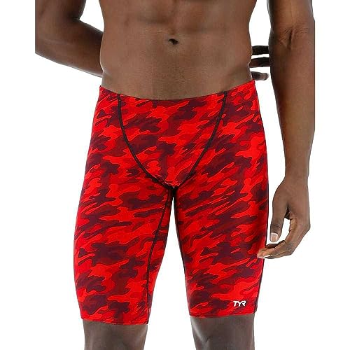 TYR Herren Durafast Elite Athletic Jammer Badeanzug Badehose, rot Camouflage, 32 von TYR