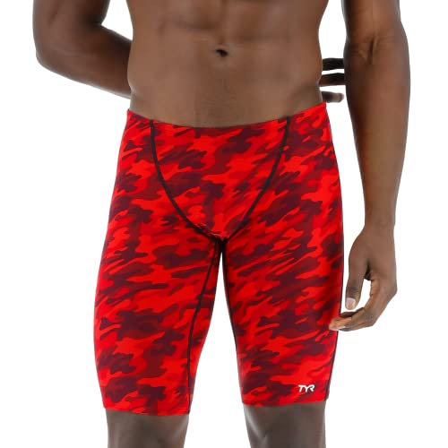 TYR Herren Durafast Elite Athletic Jammer Badeanzug Badehose, rot Camouflage, 34 von TYR