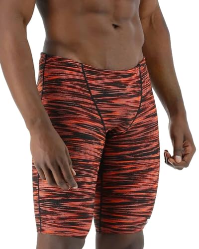 TYR Herren Durafast Elite Athletic Jammer Badeanzug Badehose, schwarz/orange, 34 von TYR