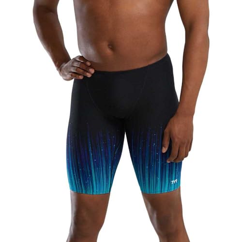 TYR Herren Durafast Elite Athletic Jammer Badeanzug Badehose, Blauer Speedwarp, 38 von TYR