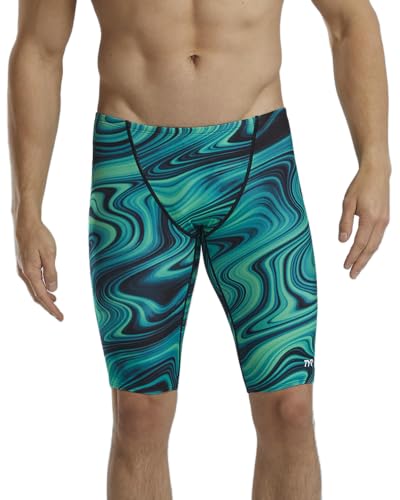 TYR Herren Durafast Elite Athletic Jammer Swimsuit Badehose, Grüne Vitalität, 36 von TYR