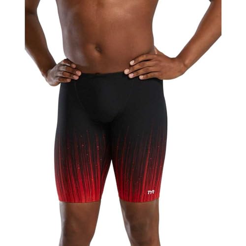 TYR Herren Durafast Elite Athletic Jammer Badeanzug Badehose, Red Speedwarp, 38 von TYR