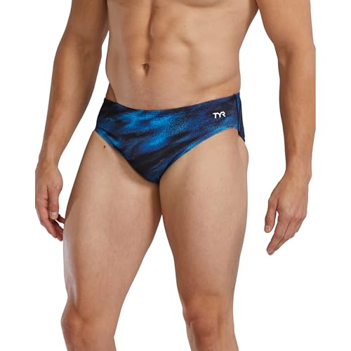 TYR Herren Durafast Elite Racer Brief Swimsuit Schwimm-Slips, Blau/Soren, 34 von TYR