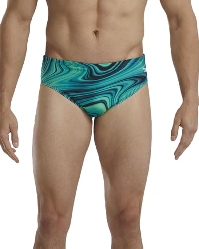 TYR Herren Durafast Elite Racer Slip Badeanzug Badehose, Grüne Vitalität, 32 von TYR