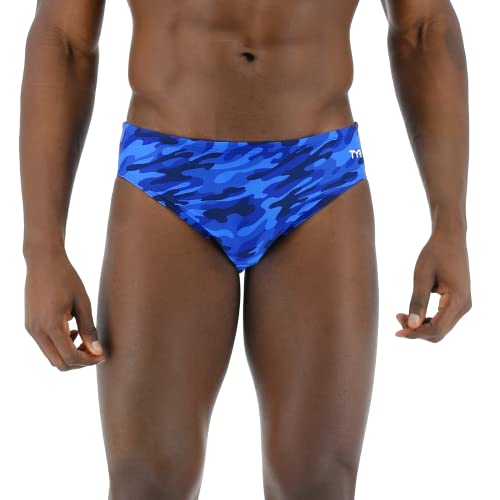 TYR Herren Durafast Elite Racer Slip Badeanzug Badehose, blau Camouflage, 34 von TYR