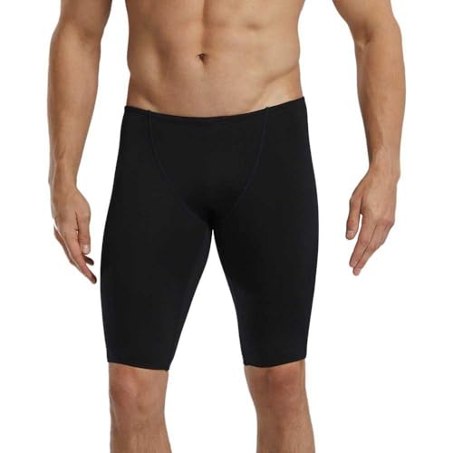 TYR Herren Durafast Elite Solid Jammer Badeanzug Badehose, Schwarz/Logo, 34 von TYR