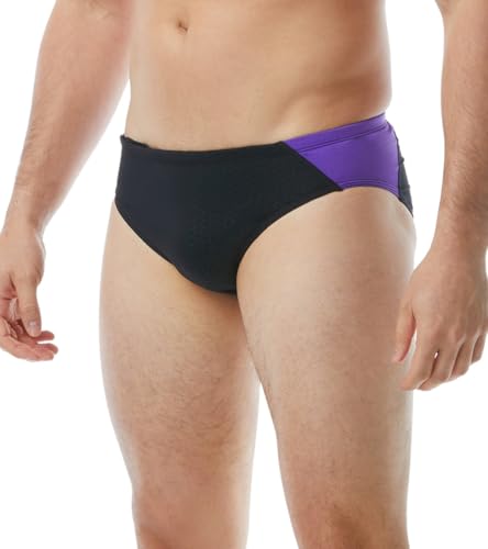 TYR Herren Hexa Blade Splice Racer Badeanzug Badehose, schwarz/violett, 34 von TYR