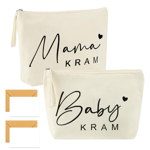 TYSM-CC 2 Stück Premium-Geschenkset für Schwangere & Babyparty – Kosmetiktasche mit Herzlichen Glückwünsche-Karte, Geschenkumschlag & Organizer für Mama, für werdende Mütter zur Geburtsvorbereitung von TYSM-CC