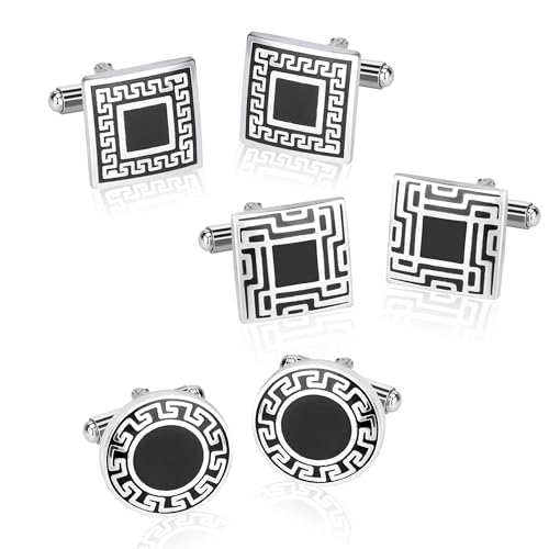 Exklusive Retro-Manschettenknöpfe für Herren aus Edelstahl - Elegantes Design für Anzughemden, Hochzeiten, Business-Events & besondere Anlässe (6er Set im) von TYSM-CC