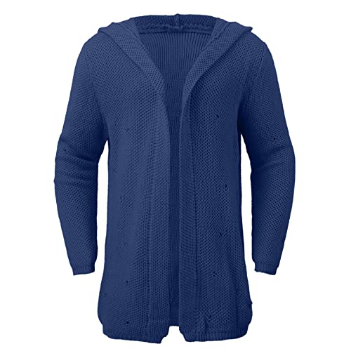 Herren Herbst und Winter Solid Fasten Warm Cardigan Strickmantel Herren Vollmantel (Blue, XXXXXL) von TYTUOO