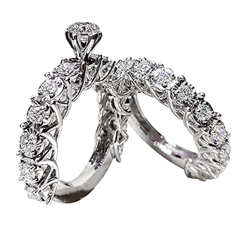 Lady Ring Set Damen Kristall Ringe Frauen Männer Mode Zirkonia Schnitzerei Retro Mode Ringe Set Hochzeit Party Paar, C, 34 von TYTUOO