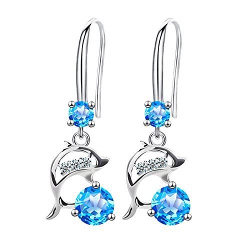 Mädchen-Ohrringe, Kristall, lang, Temperament, Diamantbesetzt, kreativ, für Frauen, blau, Einheitsgröße von TYTUOO
