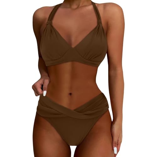 Bikini Damen Set Push Up High Waist Bikini Damen Bauchweg Badeanzug Push Up Bikini-Sets Für Damen Sexy Wickel Crossover Bademode Hohe Taille Bikinis Zweiteiliger Badeanzug Bikini Sportlich von TYUIOP