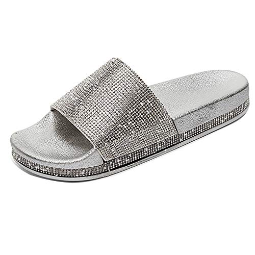 Damen 39 Big Buckle schmal Espadrilles für Damen bunt flip Flops Damen Badelatschen Sommer Flache geschlossene Sandalen Damen Leder Damen Flacher Slipper spitz Schuhe rutschfest flach von TYUIOP