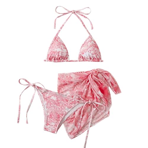 Damen Bikini Set Damen Tankini Set Damen Zweiteilig Badeanzug Push Up Bademoden High Waist Tankini Swimsuit V-Ausschnitt Strap Print Badeanzug Swimsuits Bikini Mädchen 122 Badeanzug Mädchen 134 Lila von TYUIOP