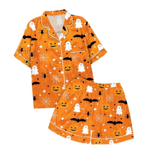 Halloween Jungen mädchen Schlafanzug-Sets Kinder schlafanzüge Langarm Baumwolle Winter Pyjama Set zweiteilig nachtwäsche Schlafanzug kurz Feuerwehr kostûm Kleinkind mit Tshirt Pyjamas von TYUIOP