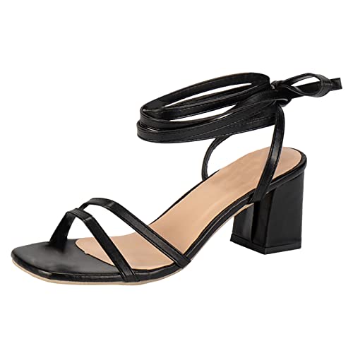 Riemchenpumps Damen Pumps Damen bequem runde knöchelriemen Mary Jane Schnalle Dress Schuhe Damen Sandaletten mit Absatz Riemchenpumps Sommer elegant Sommerschuhe Leder-Zehenring Sandalen von TYUIOP