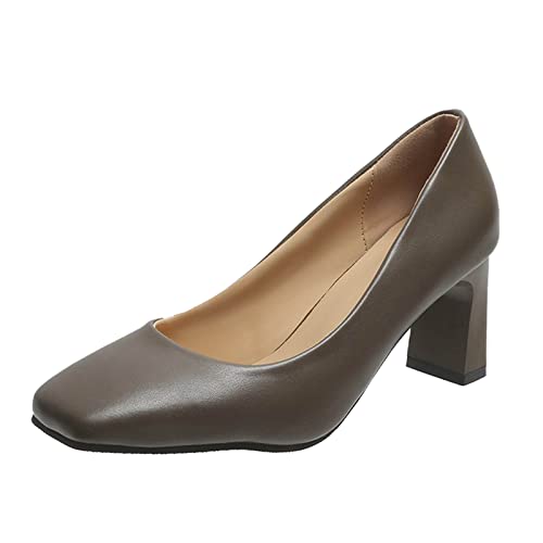 Sandalen Damen 42 Pumps Damen grau 39 Damen Pumps mit Riemchen Textil vegan Blockabsatz Damenschuhe elegant Damen Pumps Keilabsatz Schuhe mit Plateau Leder-Zehenring Sandalen Pumps von TYUIOP