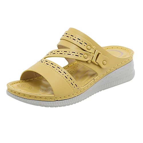 Sandalen Damen Sommer barfuss Sandalen Kinder Damen keil Sling Sandale mit Strass perlen schnürung Badeschuhe Damen Slippers Wolke Schlappen Pantoletten Damen Sommer elegant Pantoletten von TYUIOP