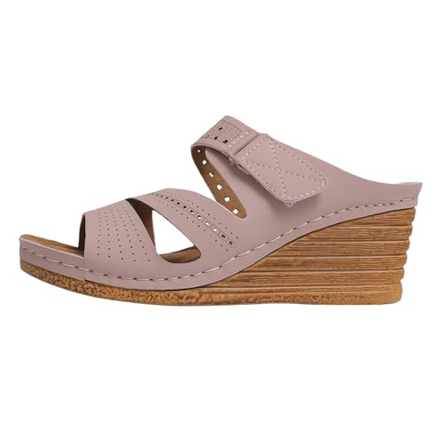 Sandalen Damen Sommer bequem barfuss Sandalen Kinder Damen keil Sling Sandale mit Strass perlen Schnalle Damen holzschuh Badelatschen Beach Pool gr??e 36-41 Pantoletten Damen Gummi von TYUIOP