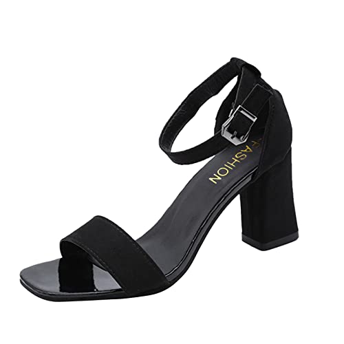 Slingpumps Damen hohe Schuhe Damen elegant Damen Keilabsatz Plateau Freizeitschuhe Mode Sneaker weiße Schuhe Damen Damen Pumps mit Blockabsatz vegan Leder-Zehenring Sandalen Pumps von TYUIOP