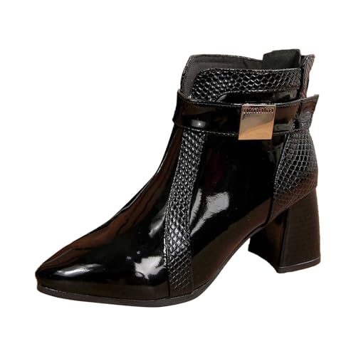 TYUIOP Ankle Boots Damen Chelsea Mit Niedrigem Absatz Spitze Zehen Freizeitschuhe Herbst Winter Damenstiefel Schwarz Braun Schnürstiefel Stiefeletten Sommer Leder 38 von TYUIOP