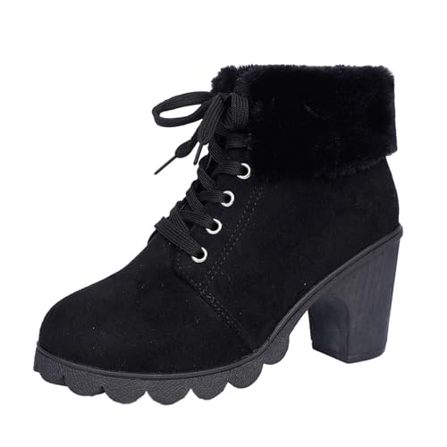 TYUIOP Boots Chelsea Mit Niedrigem Absatz Spitze Zehen Freizeitschuhe Herbst Winter Damenstiefel Schwarz Braun Schnürstiefel Damen Stiefeletten Sommer Leder Ungefüttert von TYUIOP