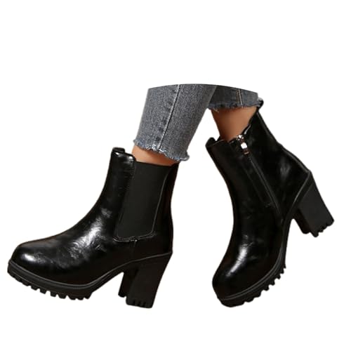 TYUIOP Boots Damen Jungle Boot Springerstiefel Damenstiefel Schnürstiefel Silhouette Bequemer Reißverschluss Warmes Futter Lug Sohle Innenreißverschluss Stiefel Stiefeletten Sommer Hoch Beige von TYUIOP