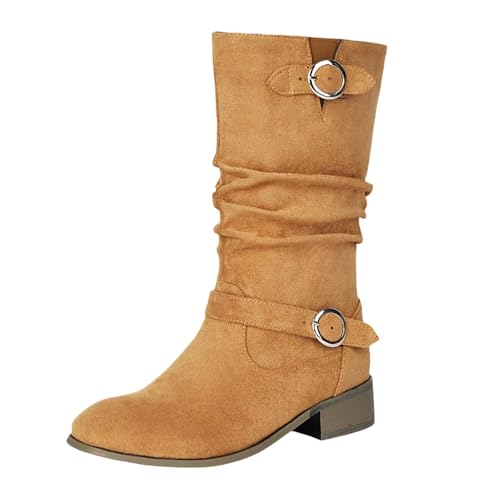 TYUIOP Boots Damen Jungle Boot Springerstiefel Damenstiefel Schnürstiefel Silhouette Bequemer Reißverschluss Warmes Futter Lug Sohle Innenreißverschluss Stiefeletten Flach Rot von TYUIOP