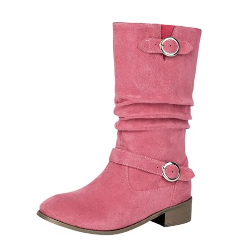 TYUIOP Boots Damen Jungle Boot Springerstiefel Damenstiefel Schnürstiefel Silhouette Bequemer Reißverschluss Warmes Futter Lug Sohle Innenreißverschluss Stiefeletten Flach Rot von TYUIOP