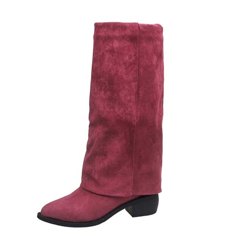 TYUIOP Boots Damen Schwarz Chelsea Mit Niedrigem Absatz Spitze Zehen Freizeitschuhe Herbst Winter Damenstiefel Braun Stiefel Stiefeletten Wildleder Schwarze Festival von TYUIOP