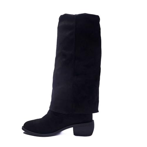 TYUIOP Boots Damen Schwarz Chelsea Mit Niedrigem Absatz Spitze Zehen Freizeitschuhe Herbst Winter Damenstiefel Braun Stiefel Stiefeletten Wildleder Schwarze Festival von TYUIOP
