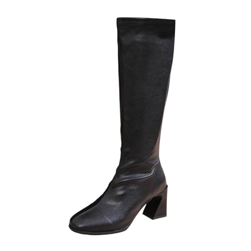 TYUIOP Bootsschuhe Damen Chelsea Boots Mit Niedrigem Absatz Spitze Zehen Freizeitschuhe Herbst Winter Damenstiefel Schwarz Braun Overknees Stiefel Stiefeletten Flach Festival Schuhe von TYUIOP