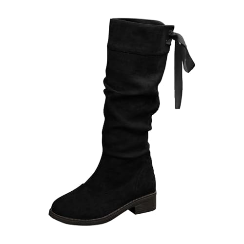 TYUIOP Bootsschuhe Damen Chelsea Boots Mit Niedrigem Absatz Spitze Zehen Freizeitschuhe Herbst Winter Damenstiefel Schwarz Braun Schnürstiefel Stiefeletten Beige 38 von TYUIOP