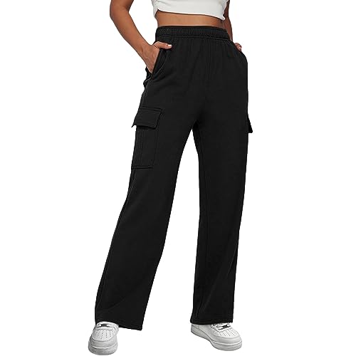 TYUIOP Damen Cargo Hose Taschen leichte mit weitem high Waist Cargohose kurz Bootcut Schlaghose von TYUIOP