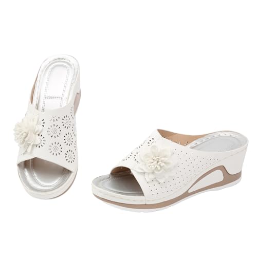 TYUIOP trekkingsandalen damen flache schuhe sommer sandalen zehentrenner weiß trichterabsatz damenschuhe bequem offen plateau von TYUIOP