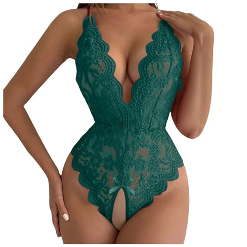 TYUIOP Dessous Grosse Grössen Damen Grün Frauen Dessous Set Mesh Two Piece Sets Langarm Tops Und Bodycon Röcke Rave Outfit Damen Seiden-Pyjamas Babydoll-Kleid Für Frauen Mit Spaghettiträgern von TYUIOP