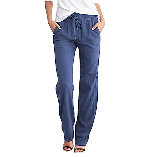 TYUIOP luftige Sommer Hose Damen leinen mit gürtel Aladin Pants Casual Weite Cargo Women Freizeit kurzgröße Farben:grau, größe:l / 30l geschäft Alltag von TYUIOP