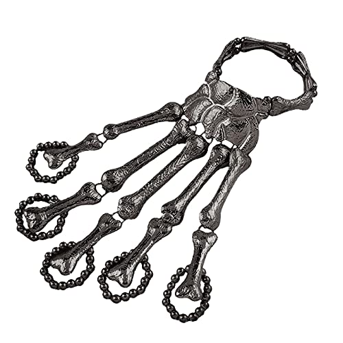 TYUIOP Halloween Skeletthand Armband Unisex - Verstellbares Gothic Armreif (13cm) - Punk Rock Schmuck mit Knochen-Handtalon - Gruselige Party Deko für Halloween, Kostüme & Festivals (Schwarz) von TYUIOP
