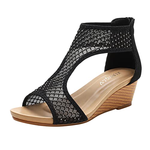 TYUIOP damen sandalen flache schuhe für mit absatz verstellbarem riemen vegan sommer bequem knöchelriemen damenschuhe sneaker grün women von TYUIOP