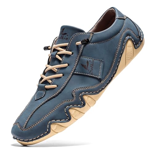 TYUIOP Sommer Schuhe Herren Trachtenschuhe derbyschuhe Business Halbschuh händische Two-Tone-Finish Leder mit rautenprägung und handnaht Lederschuhe Casual Sneaker Halbschuhe weiß breite füße schwarz von TYUIOP