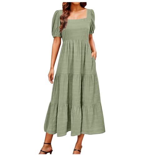 TYUIOP Sommerkleid Damen Knielang taschensommerkleid lang maxikleid Sommer elegant Vintage Kleider Sommerkleider große größen Schalkragen Dirndl Jacke von TYUIOP