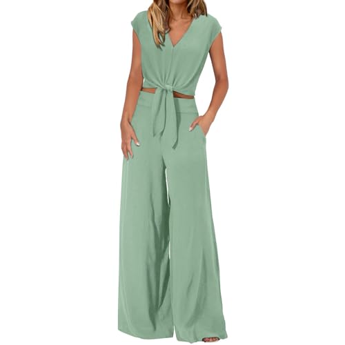 TYUIOP Zweiteiler Damen elegant Jogger Set Romper festlich Sommer o-Ausschnitt Freizeitanzug kurz Satin seidiges Kleid Casual elastische von TYUIOP
