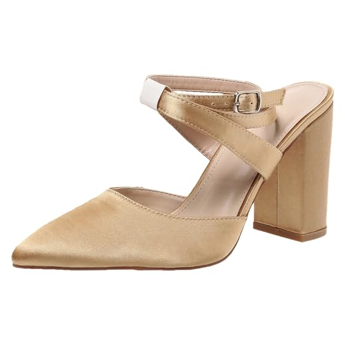 TYUIOP damen sandalen 23 pumps damen gold 43 brautschuhe glänzende stöckelschuhe sandaletten damen sommer klassische blockabsatz schuhe schnallenverschluss slingpumps damen flach pumps damen von TYUIOP