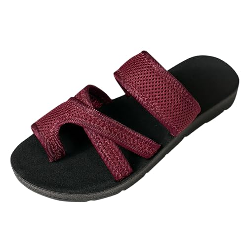 TYUIOP sandalen damen leder barfuss sandalen kinder strand schuhe freizeit flach sandalette gr??e 34-44 doppelring damen flip flop sandalen leichte zehentrenner keilabsatz schlappen von TYUIOP